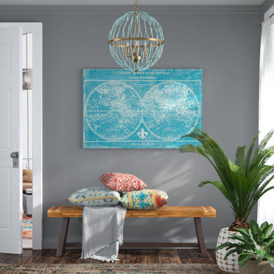«Map of the World Turquoise» par Sue Schlabach, impression sur toile non encadrée