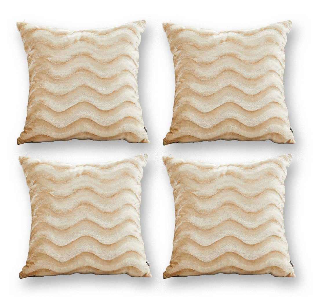 Plush Velvet Wave Throw Cushion (Set of 4 Pillow Covers Only) (Set of 4) WARISI 