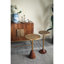 Table d'appoint mince en laiton avec plateau texturé doré et base en bois D12X24