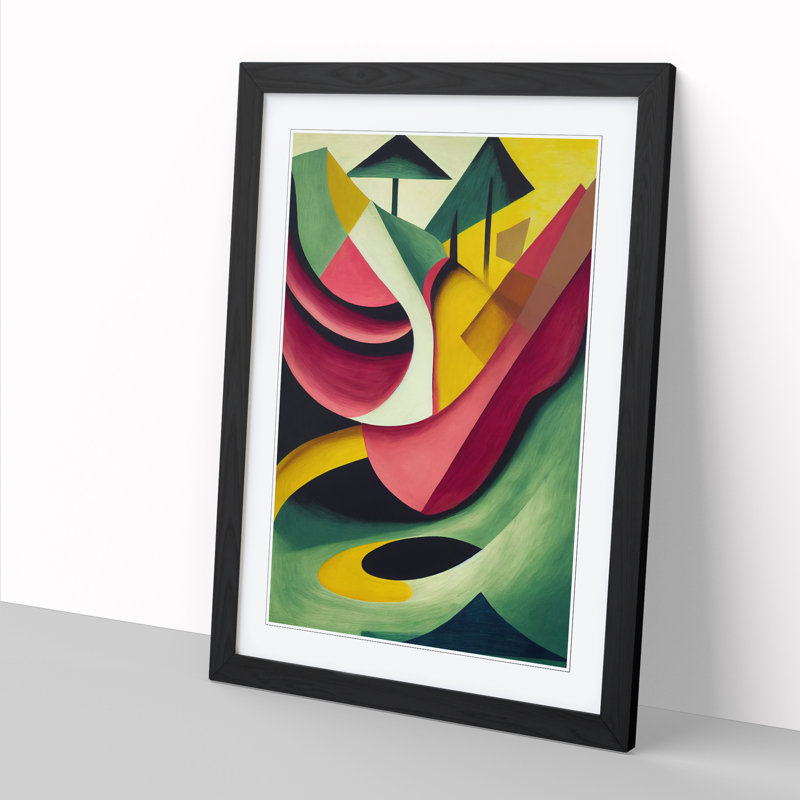 Abstract Meadow Landscape Framed Print, 34cm H x 25cm W x 2cm D, Oak Framed