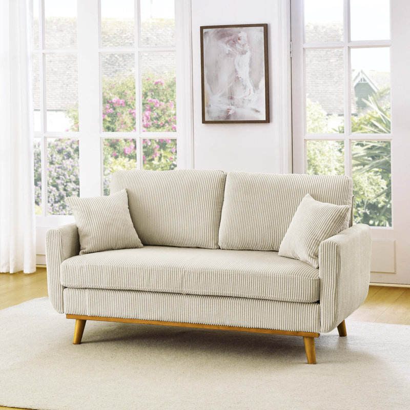 Narnclaedra 65'' Corduroy Square Arm Loveseat, Dark Green