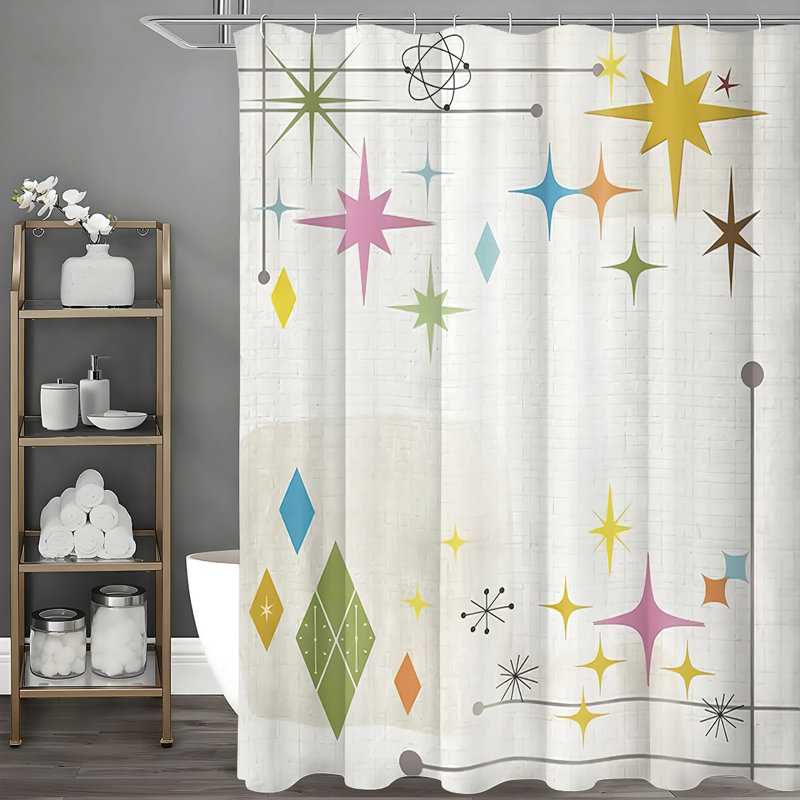Rideaux de douche géométriques avec crochets inclus