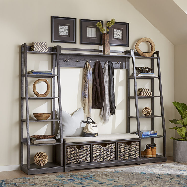 Odysseus Hall Tree 92'' Wide with Bench and Shoe Storage