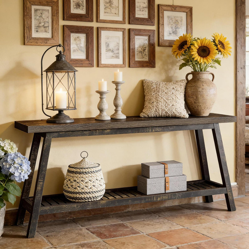 Canapé à 2 niveaux, console, table d'appoint
