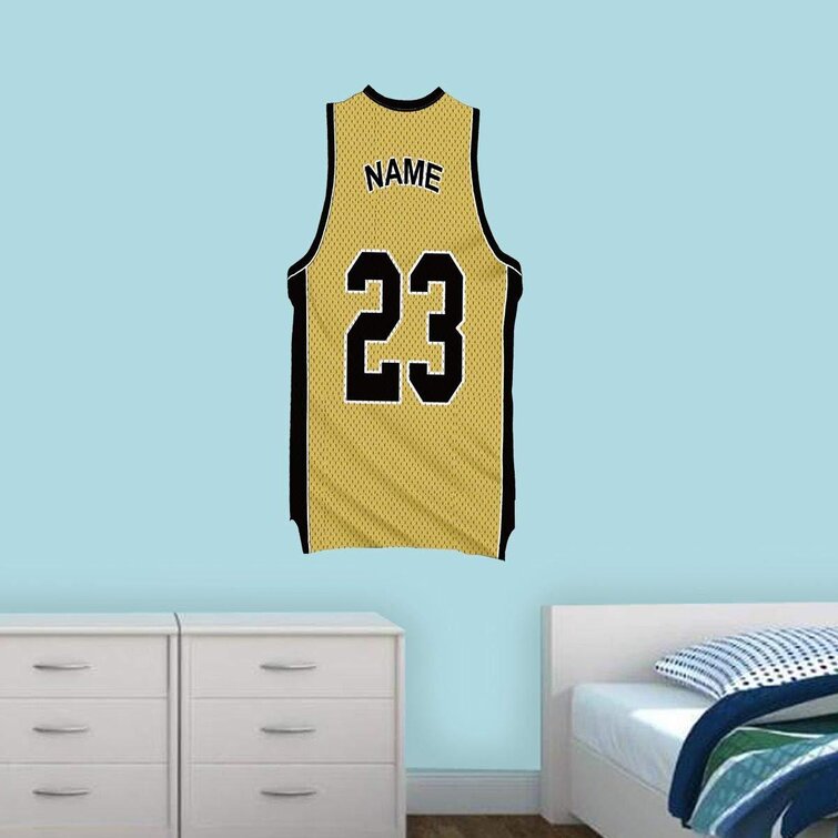 Basketball Jersey Personalized Name and Number Wall Decal Ebern Designs Color: Yellow, Size: 16 H x 8 W