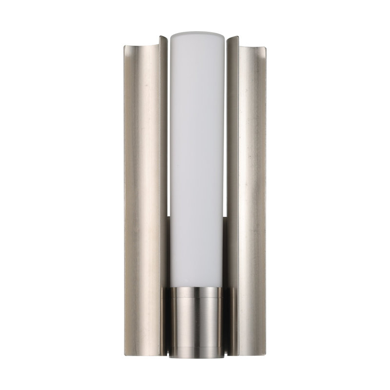 Éclairage pour meuble-lavabo à DEL 5cct en nickel brossé 1 lumière avec abat-jour en verre opale gravé Weimar 12 pouces Weimar