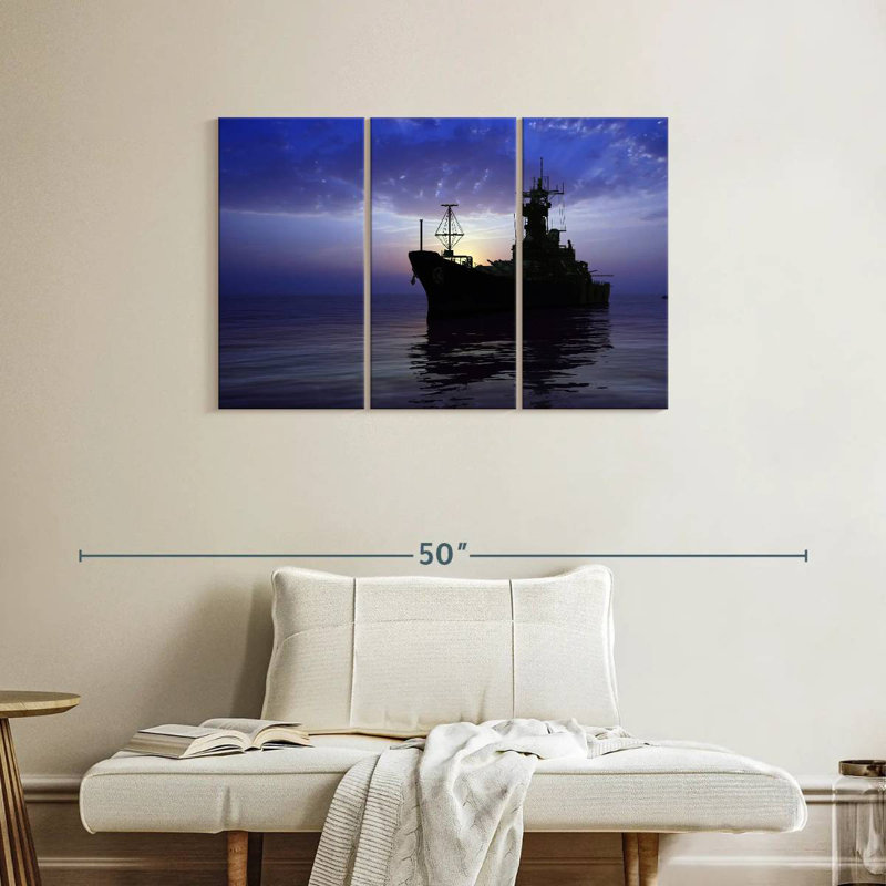 Mait Stormy Sky Battleship Silhouette, 24" H x 38" W