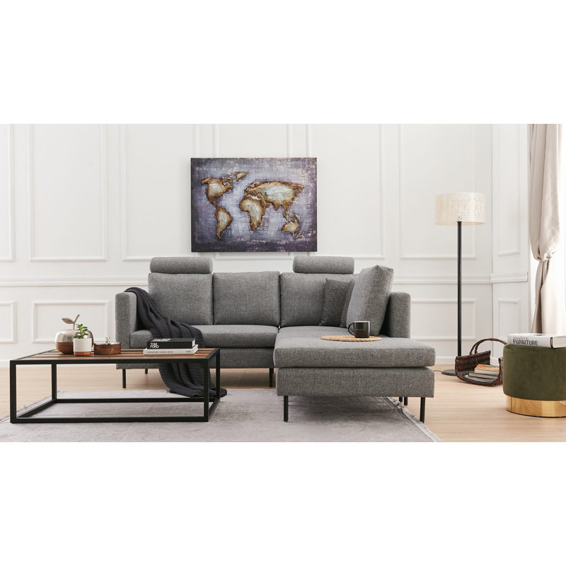 Canapé et méridienne de 47,6 po Hazari, Mélange de polyester gris