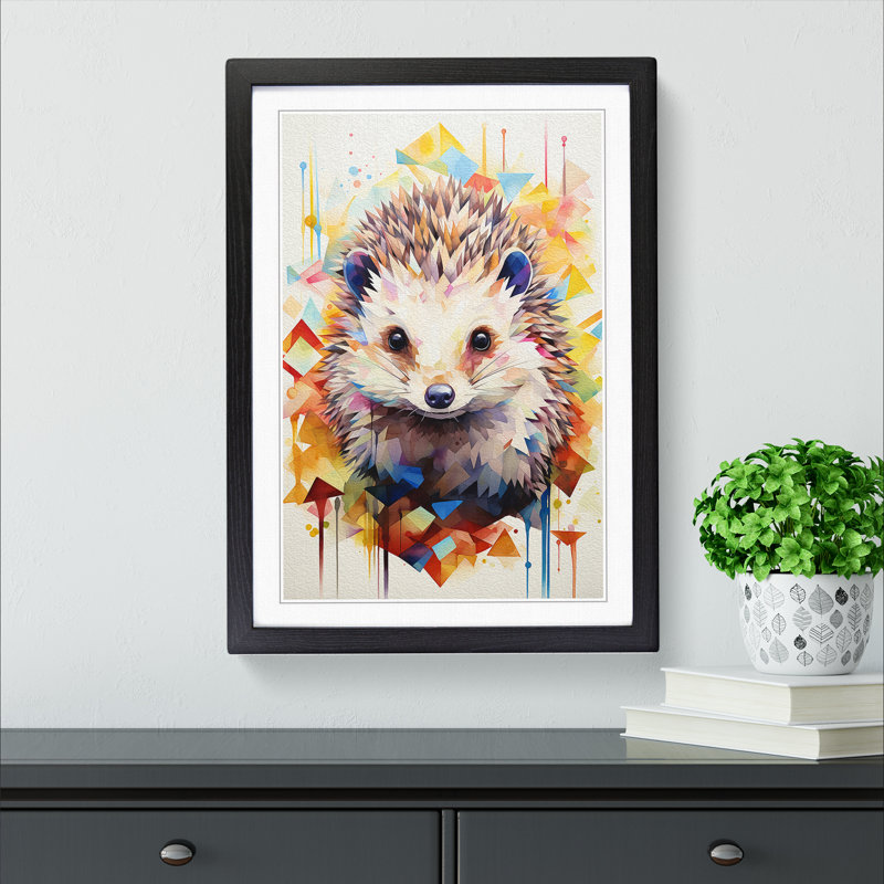 Hedgehog Geometric Art - Framed Print
