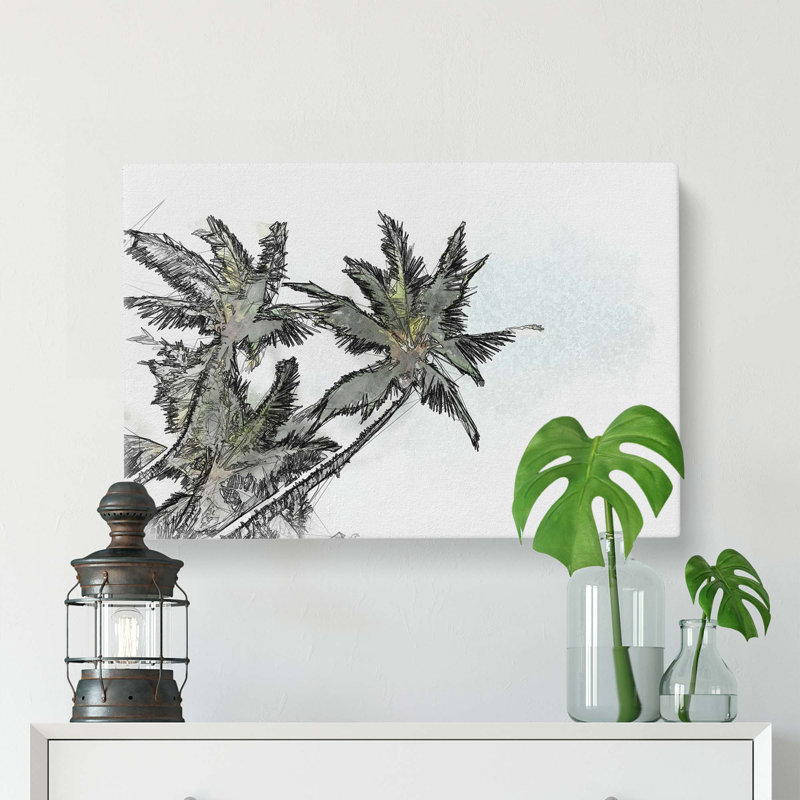Tropical Palm Trees In Abstract - Wrapped Canvas, 35cm H x 50cm W x 3cm D