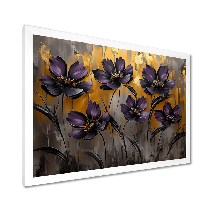 Doré mauve chardon fleurs chanson harmonie II - chardon, art mural, H 34 po x l 44 po, Blanc