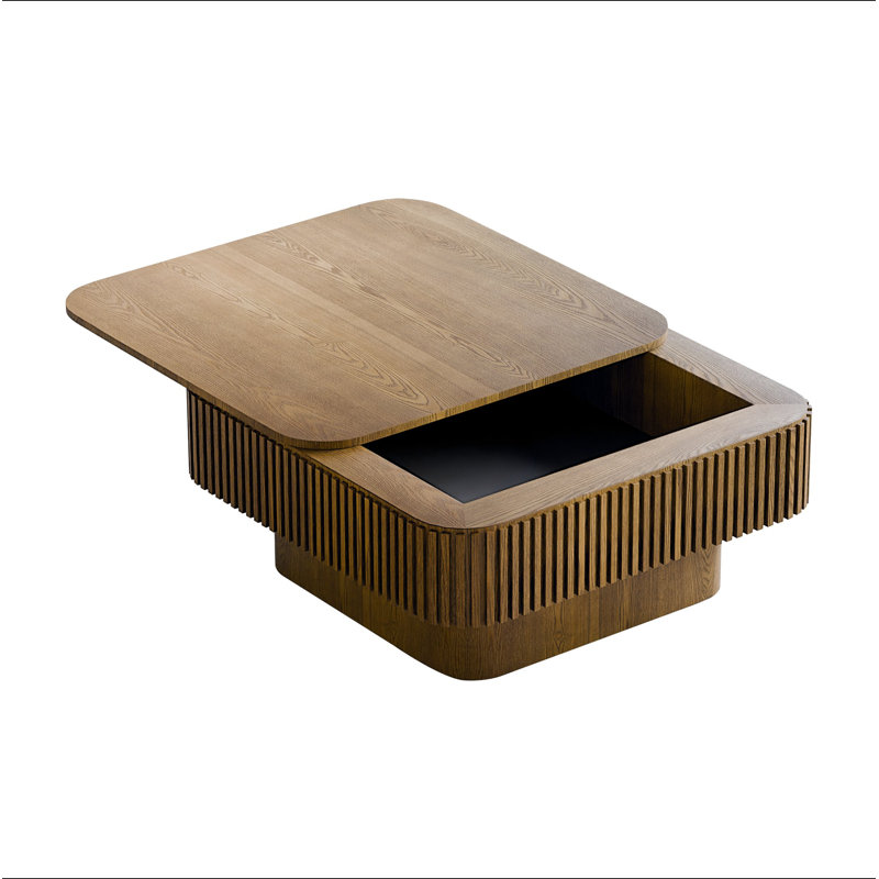 Table basse 31,5 po carrée avec rangement Table d'appoint moderne en placage de bois massif pour salon, chambre à coucher, appartement ou bureau