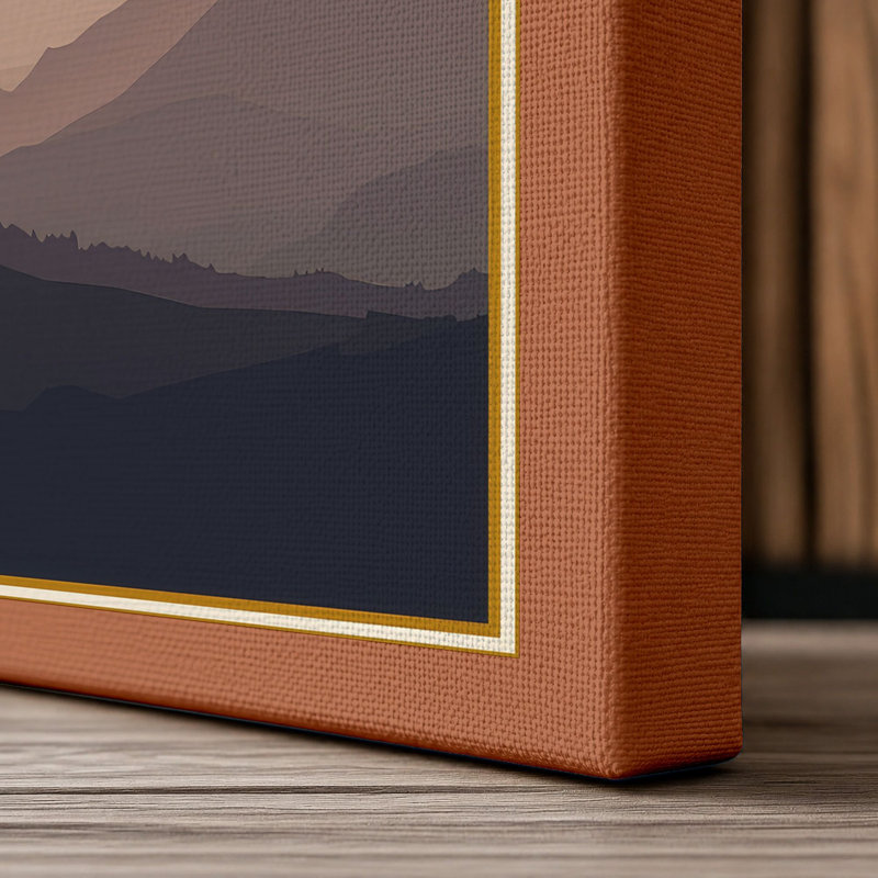 Mountains at Dawn Scandinavian - Wrapped Canvas, 18x12 - 45.7 x 30.5 cm, Terracotta Border