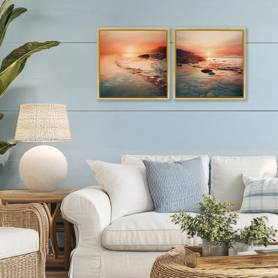 Ensemble de cadre flottant 2 pièces Warm Sunset Melody, design par Lazar Studio
