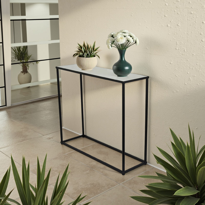 Pix Nesting Plant Stand Table Set Of 3, Black Metal, Rectangular Glass
