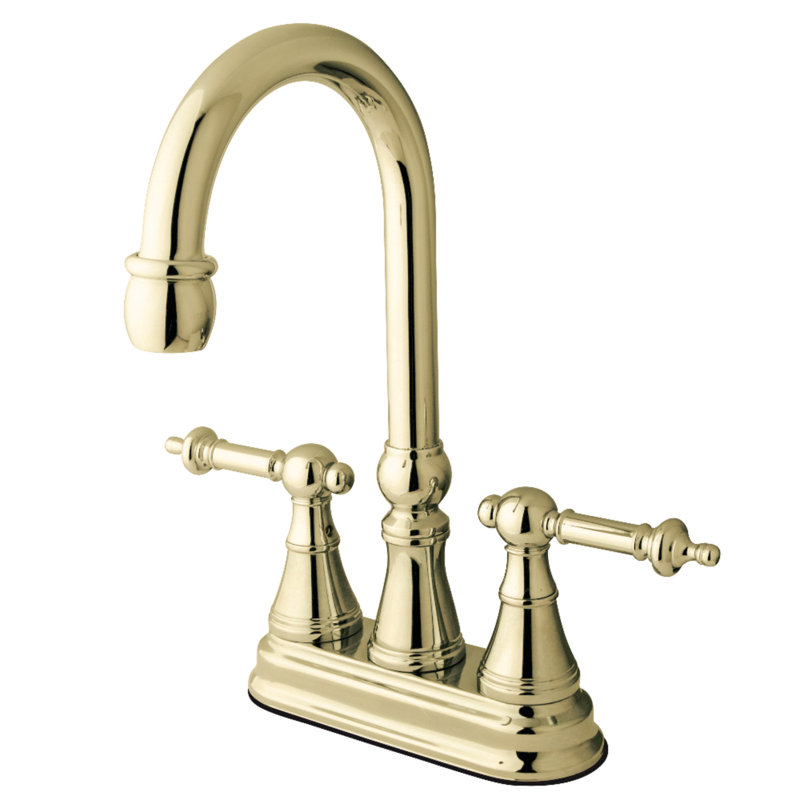 Kingston Brass Templeton Two-Handle 2-Hole Deck Mount Bar Faucet, Polished Brass