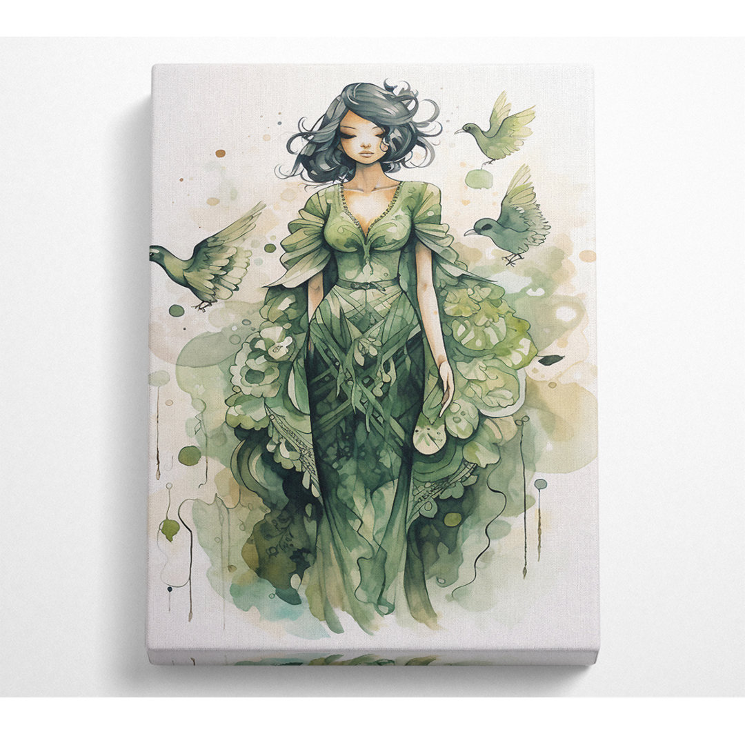 Lady In Green - Kunstdrucke auf Leinwand - Wrapped Canvas