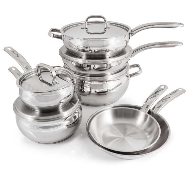Berghoff Ouro 18/10 Stainless Steel 11 Piece Cookware Set In Silver