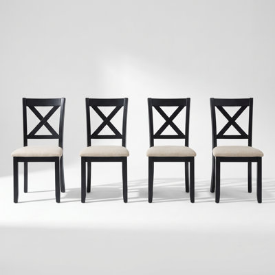 Set of 4 Modern Upholstered Dining Chairs with X-Shaped Backrest and Padded Seats