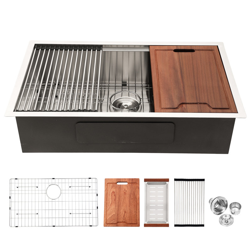 Évier encastré 304 en acier inoxydable 304 - Rebord intégré pour plus d'espace 33 po x 19 po Workpoint