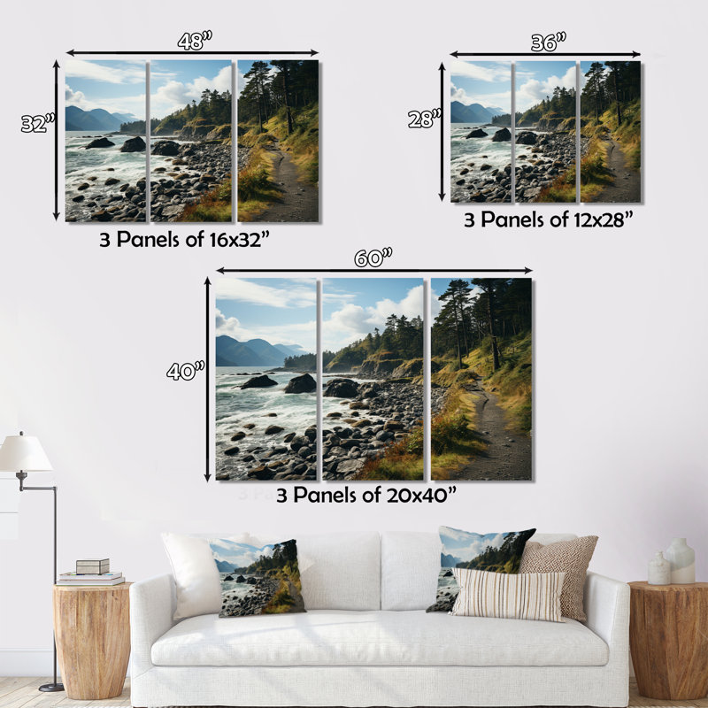 États-Unis, péninsule olympique, montagnes de Washington, impression sur toile tendue 3 pièces, H 32 po x l 48 po x P 1 po