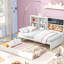 Lit de jour simple avec tableau noir, tablettes de rangement et lit gigogne - Construction en bois blanc