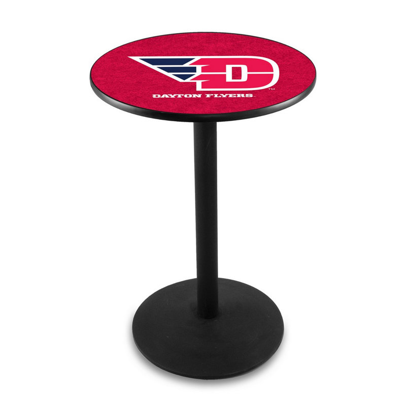 Round Metal Base Dining Table, Black Wrinkle, University of Dayton