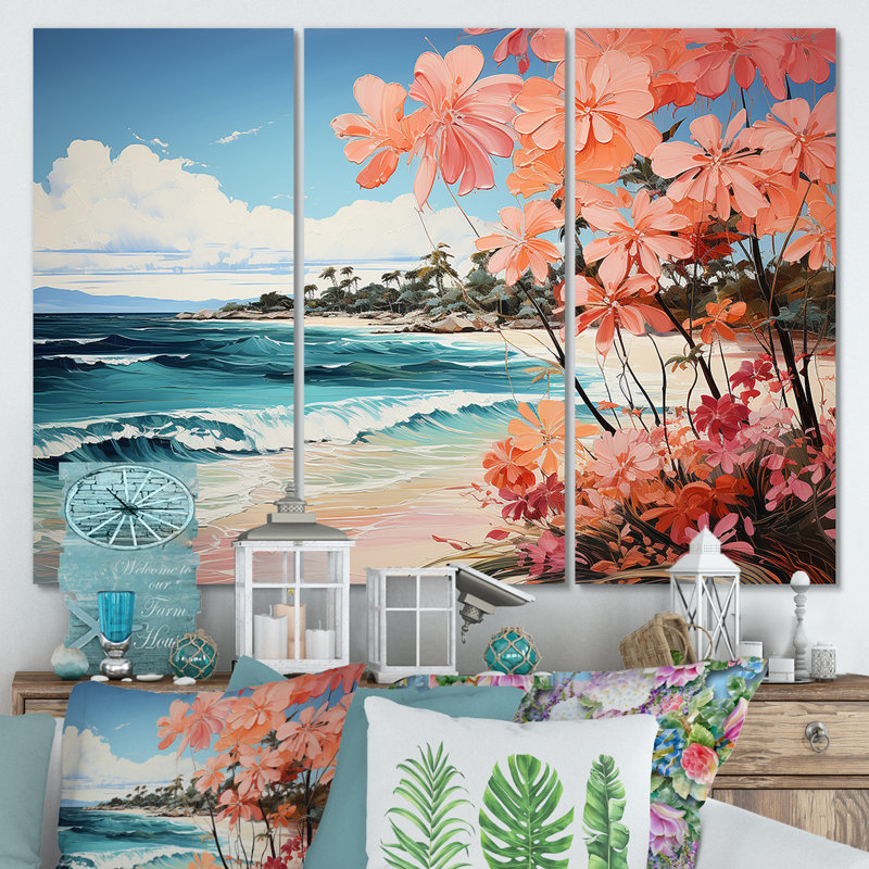 Tropical Beach Escape 4 - art mural bord de mer tropical, Toile tendue, H 32 po x l 48 po x P 1 po