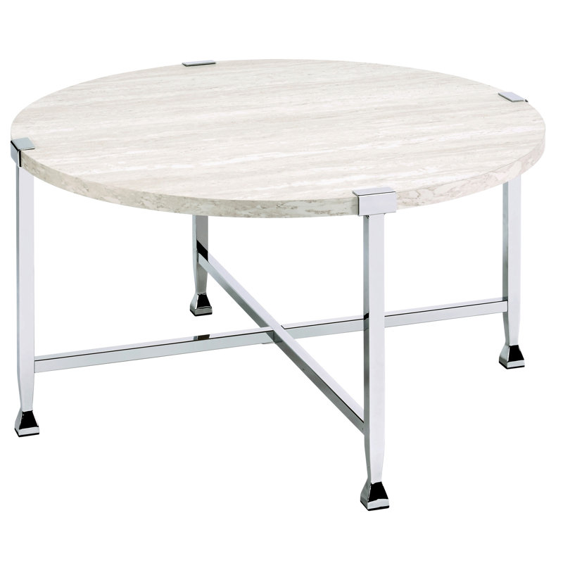 Chêne blanc et table basse ronde - caractéristique industrielle en forme