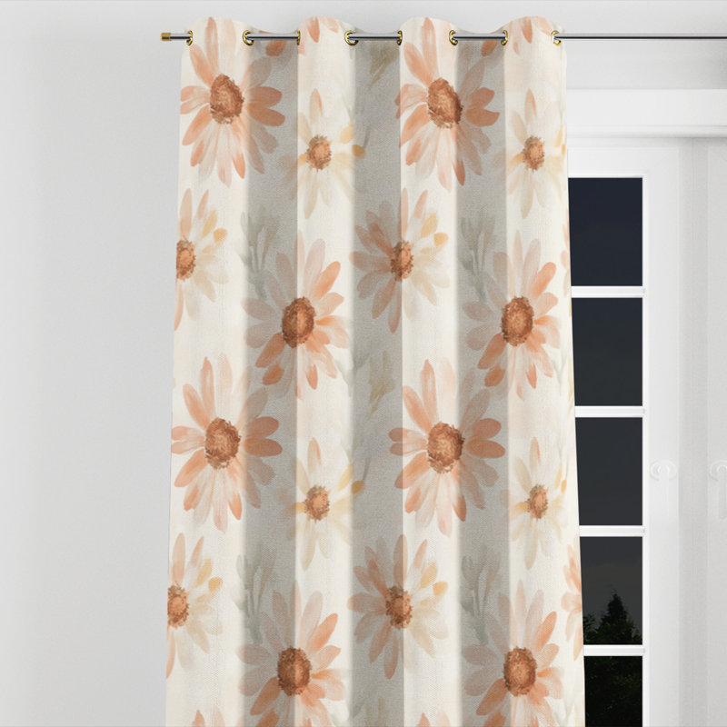 Fleurs pour rideaux à fleurs - 1 panneau de rideaux lumineux à œillets «Daisy Glow», L 52 po x L 120 po, Œillets dorés