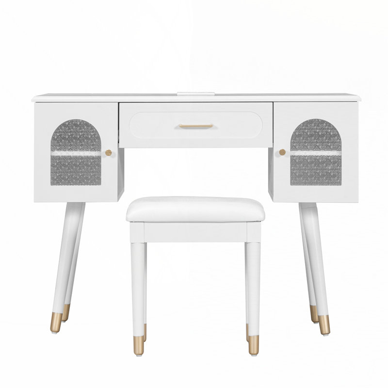 Ensemble de coiffeuse et coiffeuse Elegant, Blanc