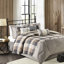 Édredon pour grand lit 7 pièces Ridge - chevrons neutres, carreaux Buffalo, lavable à la machine, coussins décoratifs, jupe de lit à carreaux, édredon, taies décoratives,-120944808-120944807