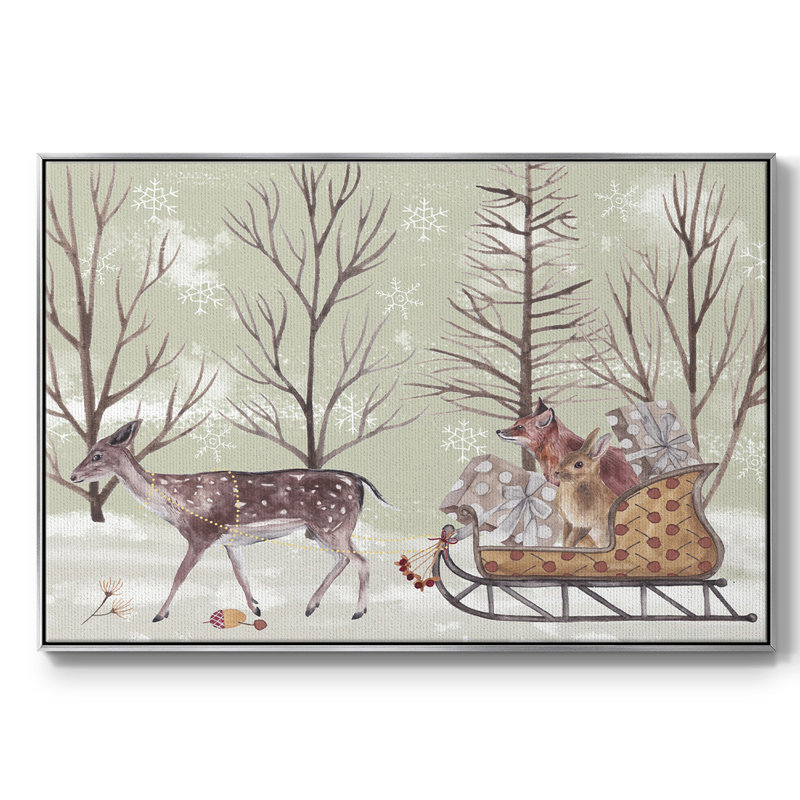 Christmas Time II, toile tendue avec châssis, H 25 po x l 37 po x P 2 po, Toile avec cadre argenté