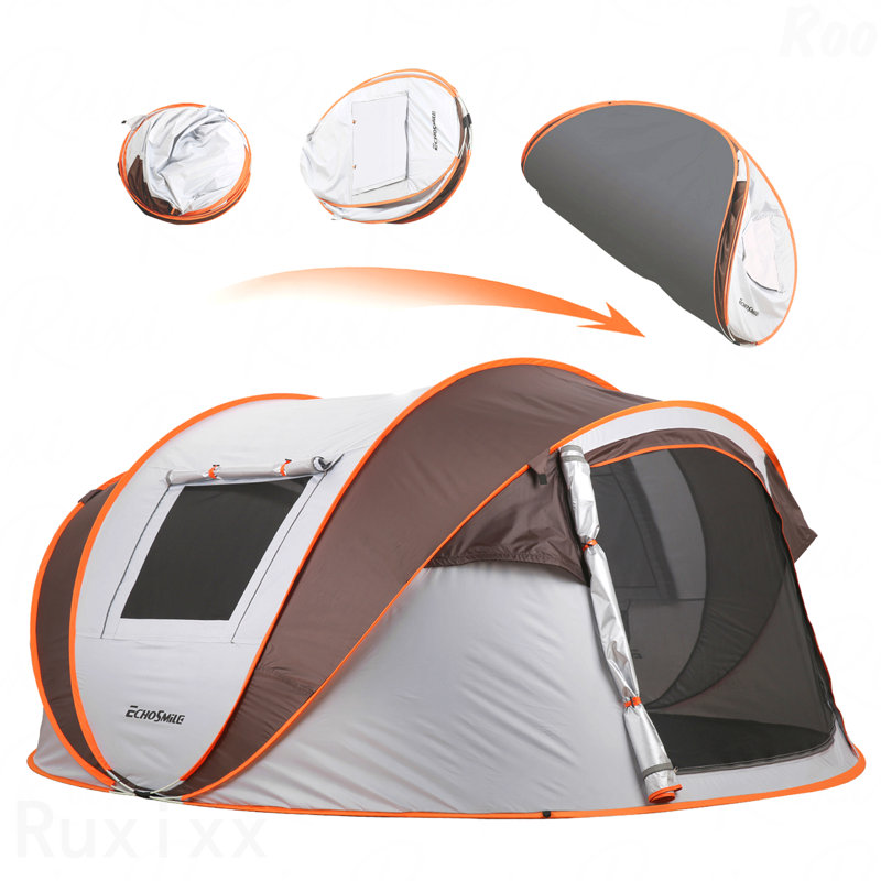 Tente de camping 2 personnes noire + orange Pop Up, Blanc / Gris, H 51,18 po x l 125,98 po x P 86,61 po