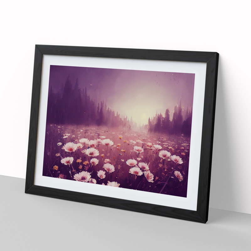 Field Of Flowers - Single Picture Frame Print, 46cm H x 64cm W x 2cm D, Black Framed