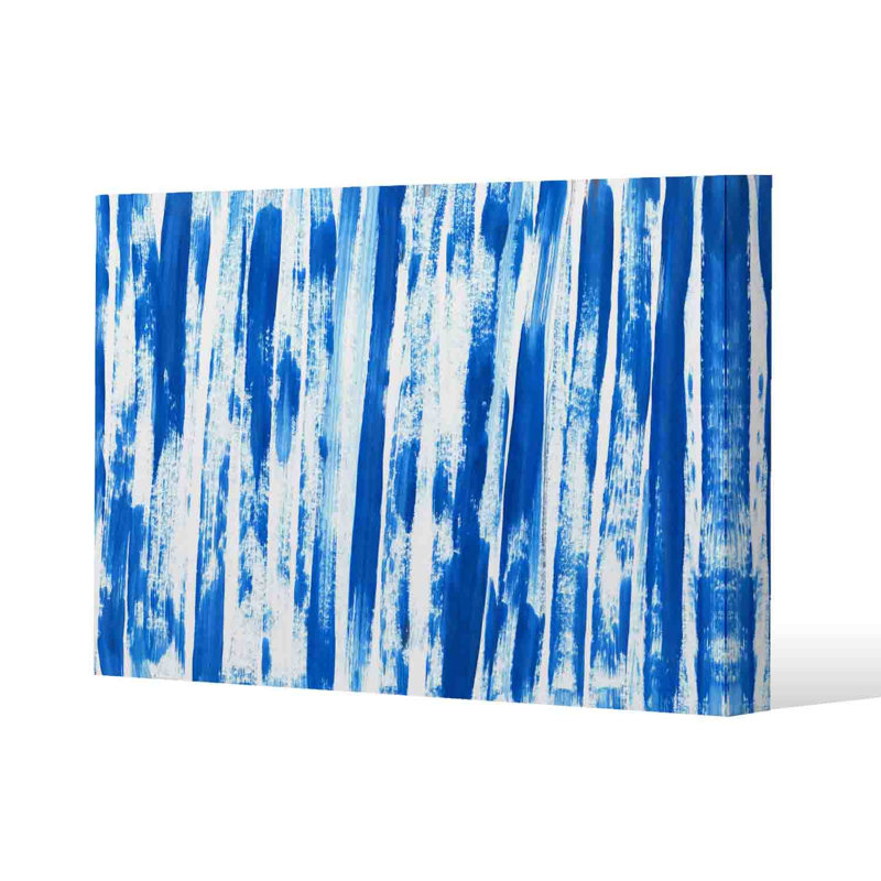 Blue Paint Strokes by Andrew Lee - Wrapped Canvas Print, 41cm H x 61cm W x 4cm D