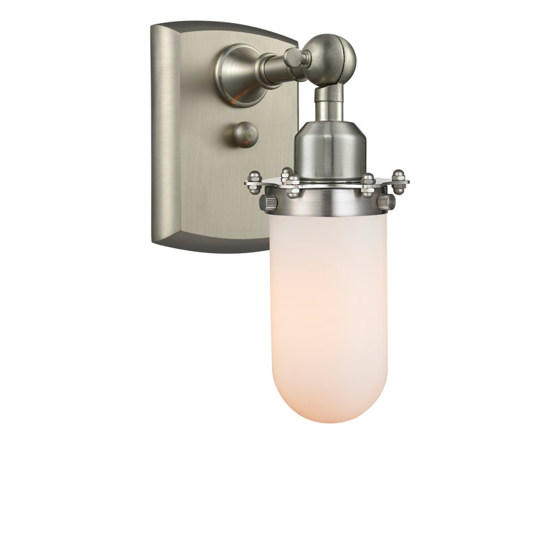 Calixta Armed Sconce, Brushed Satin Nickel, White