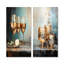 Beige And Teal Champange Glass - Drinkware Canvas Prints Set Of 2-706134283-706134280