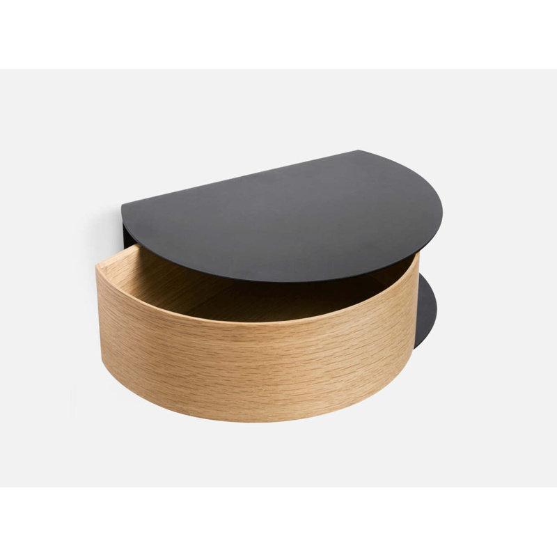 Wallie Wall Drawer, Black/Oak