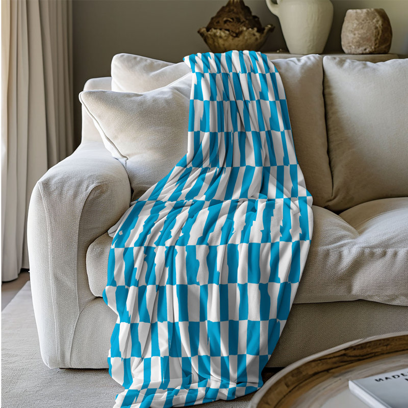 Motif bleu - couverture sherpa de qualité supérieure 1 pièce, Grand lit