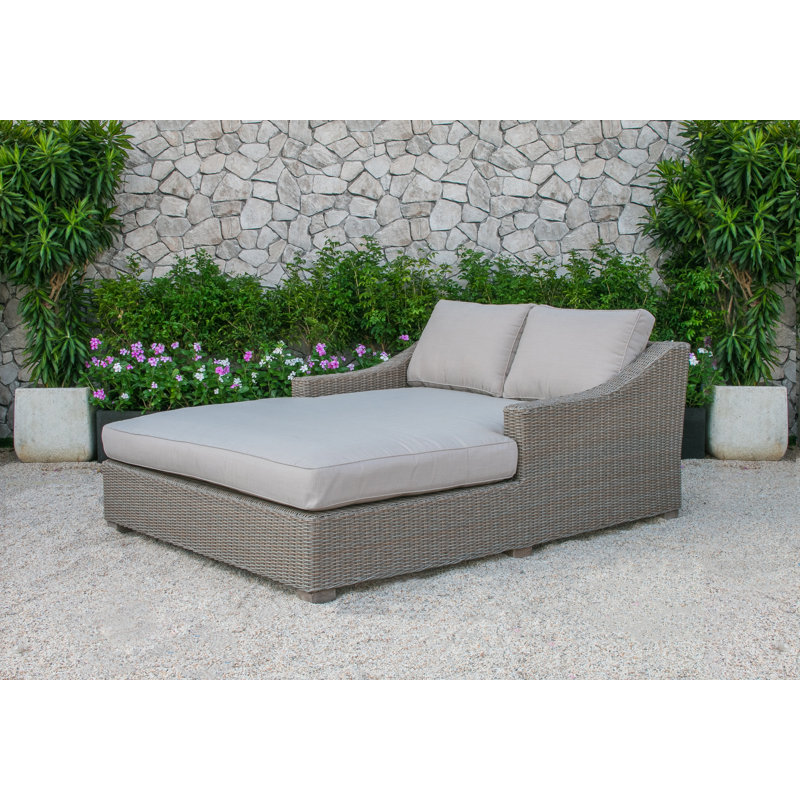 Highlandville 59'' Wide Straight Wicker Patio Daybed with Cushions