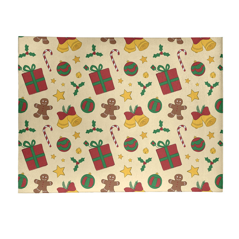 Tapis jaune/rouge/vert fait main, Rectangle 5 pi x 7 pi