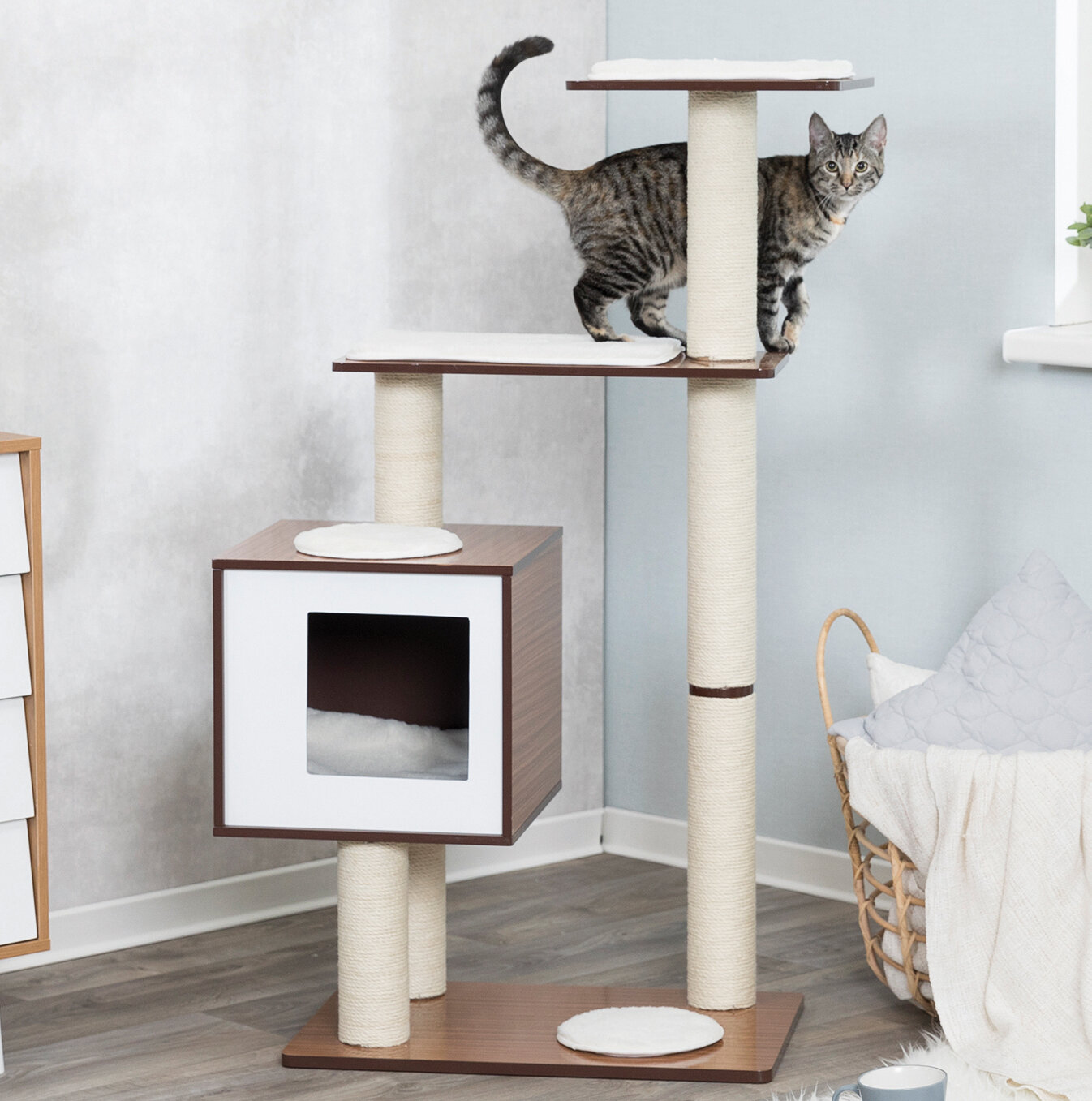 Wooden best sale cat tower