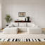 Canapé modulaire 107 po avec 1 repose-pieds Cloud, fauteuils rembourrés minimalistes modernes, canapé confortable en forme de U pour le salon, canapé d'angle à siège profond, aucun assemblage requis (tissu en velours côtelé moelleux), blanc