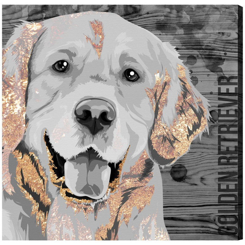« love golden retriever », impression sur toile tendue, H 12 po x l 12 po x P 1,5 po, Toile tendue