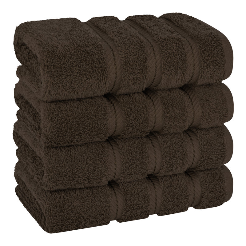 Ensemble de 4 serviettes en coton Edison, Brun chocolat