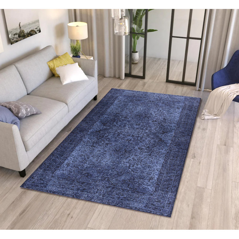 Tapis décoratif bleu marine, Rectangle 8 pi 3 po x 11 pi 6 po
