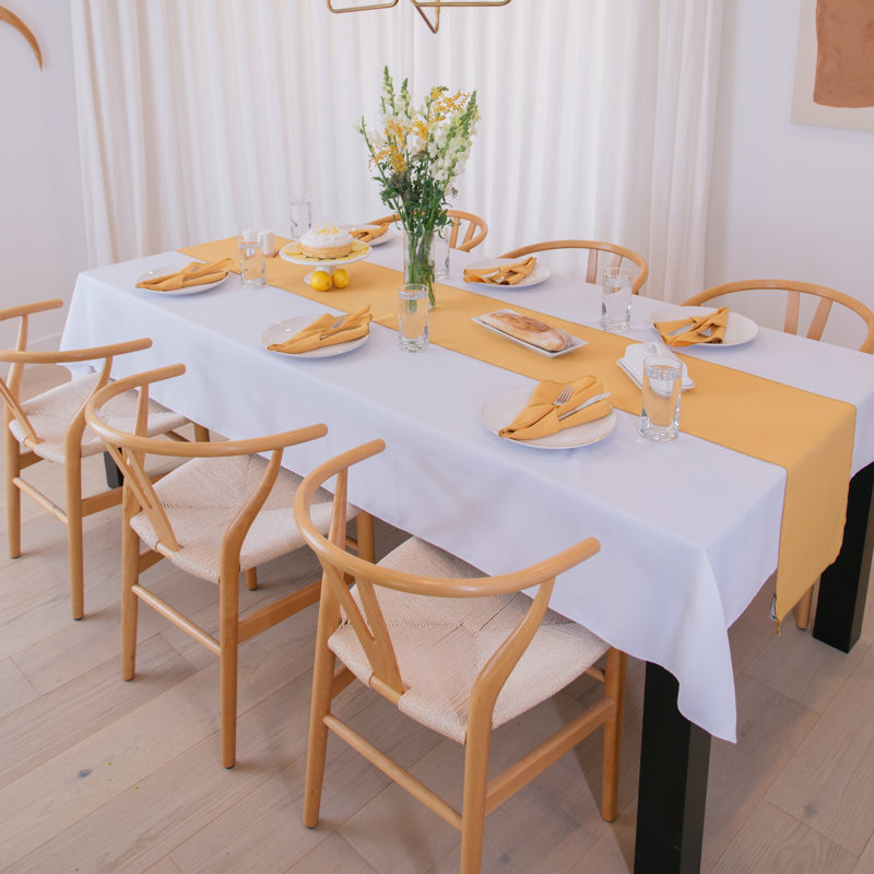 Rectangular Stain-Resistant Polyester Tablecloth - Basics by Wayfair™, White, 108" x 60"