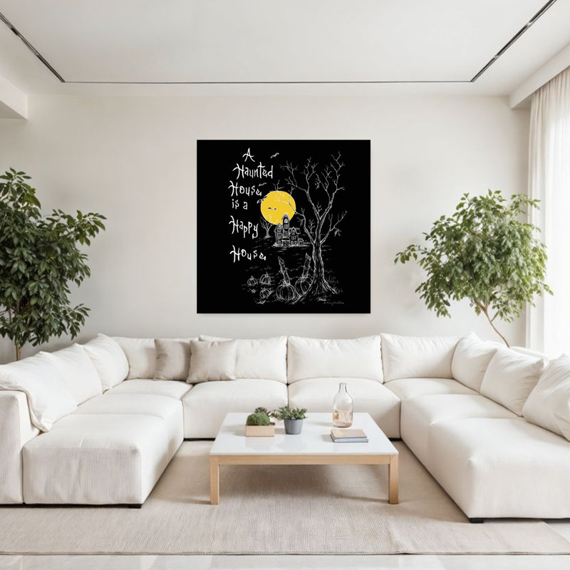Maison hantée, arbre abstrait, art contemporain, H 48 po x l 48 po
