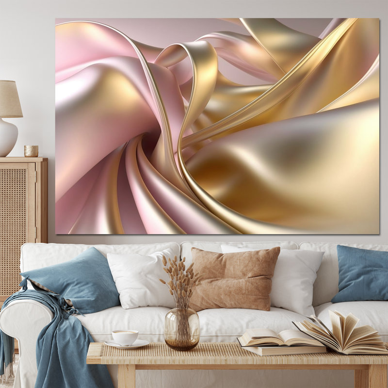 «Smooth liquid Gold» dans de douces nuances d'or et de taupe VII - Art abstrait sur toile à encre liquide